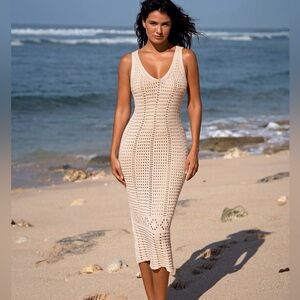 NWT BERLOOK Apricot Crochet V-Neck Cover-Up